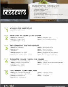 Screenshot of syllabus PDF for Essential Vegan Desserts cooking course