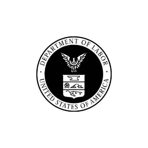 Black and white logo for United States Department of Labor